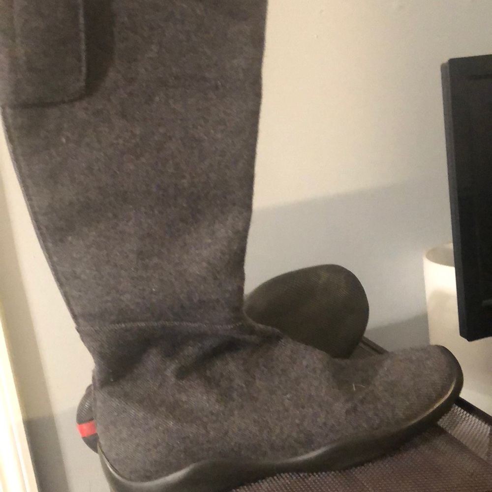 Gray wool Prada boots